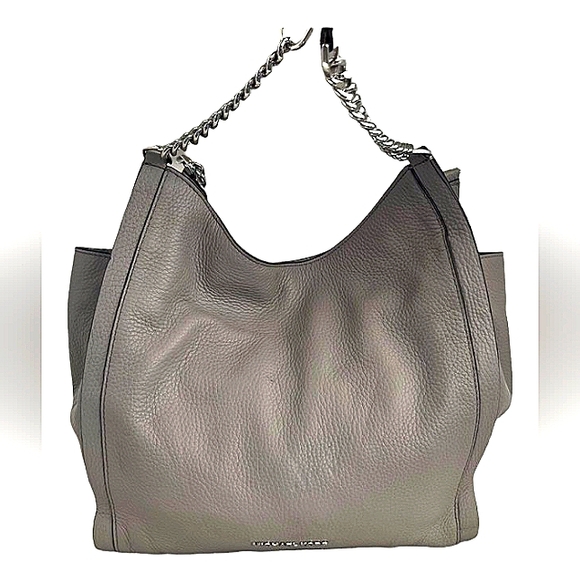 MICHAEL KORS NEWBURY GREY PEBBLED TEXTURE LEATHER SHOULDER TOTE BAG  EUC - Picture 6 of 16